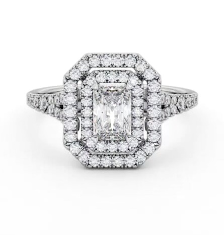 Double Halo Radiant Diamond Engagement Ring Palladium ENRA43_WG_THUMB2 