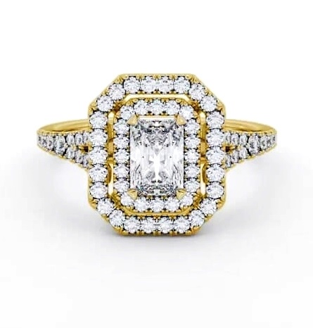 Double Halo Radiant Diamond Engagement Ring 18K Yellow Gold ENRA43_YG_THUMB2 