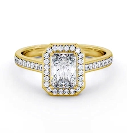 Radiant Diamond with A Channel Set Halo Ring 18K Yellow Gold ENRA44_YG_THUMB2 