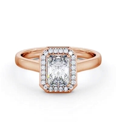 Radiant Diamond with A Channel Set Halo Engagement Ring 18K Rose Gold ENRA45_RG_THUMB1
