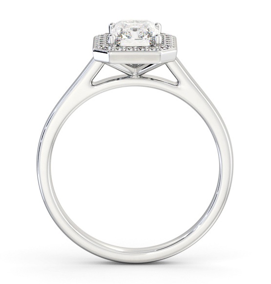 Radiant Diamond with A Channel Set Halo Engagement Ring Palladium ENRA45_WG_THUMB1 