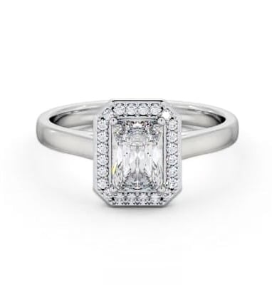 Radiant Diamond with A Channel Set Halo Engagement Ring 18K White Gold ENRA45_WG_THUMB1