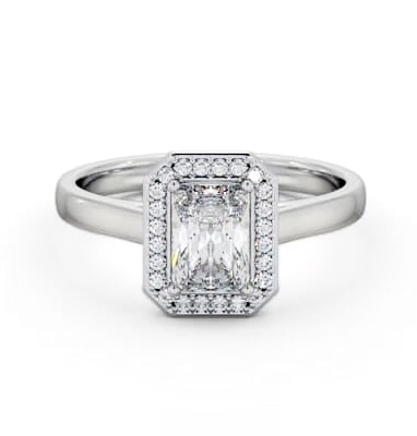 Radiant Diamond with A Channel Set Halo Engagement Ring Palladium ENRA45_WG_THUMB2 