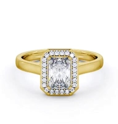 Radiant Diamond with A Channel Set Halo Ring 18K Yellow Gold ENRA45_YG_THUMB2 
