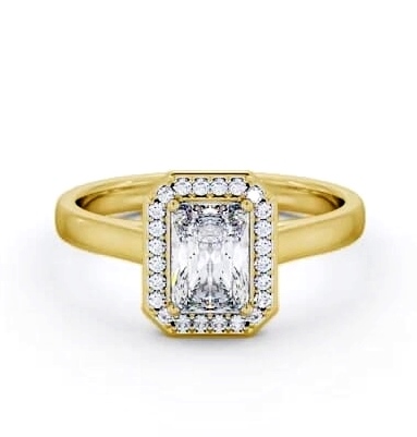 Radiant Diamond with A Channel Set Halo Ring 18K Yellow Gold ENRA45_YG_THUMB1