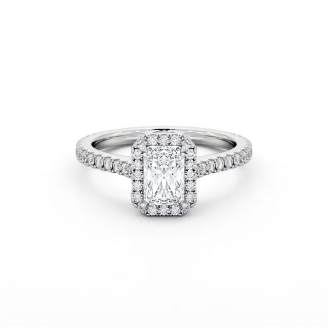 Halo Radiant Diamond Engagement Ring 18K White Gold - Kittel ENRA46_WG_HAND