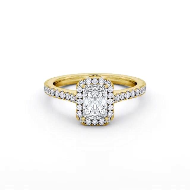 Halo Radiant Diamond Engagement Ring 18K Yellow Gold - Kittel ENRA46_YG_HAND