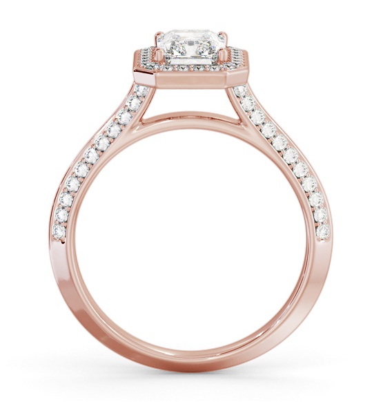 Halo Radiant Diamond with Knife Edge Band Engagement Ring 9K Rose Gold ENRA47_RG_THUMB1 