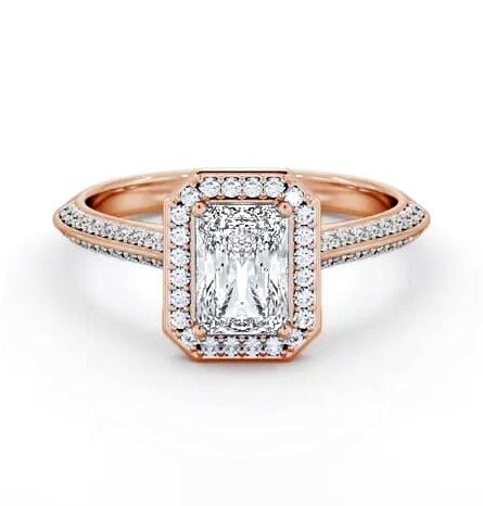 Halo Radiant Diamond with Knife Edge Band Engagement Ring 9K Rose Gold ENRA47_RG_THUMB1