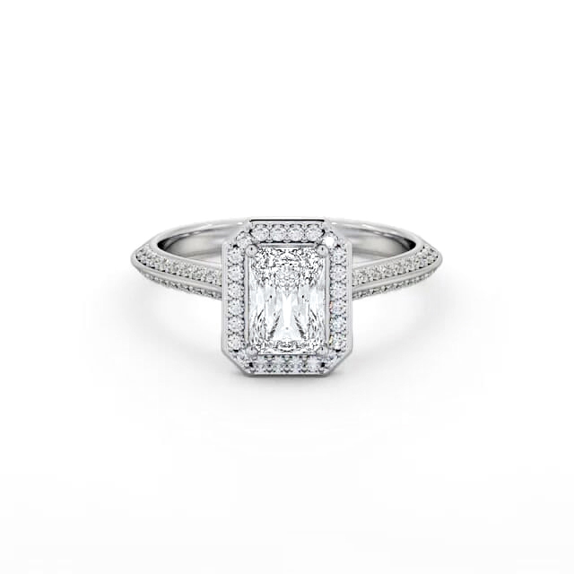 Halo Radiant Diamond Engagement Ring 18K White Gold - Lamar ENRA47_WG_HAND