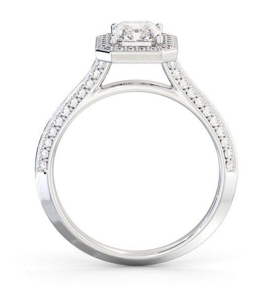 Halo Radiant Diamond with Knife Edge Band Engagement Ring Platinum ENRA47_WG_THUMB1 