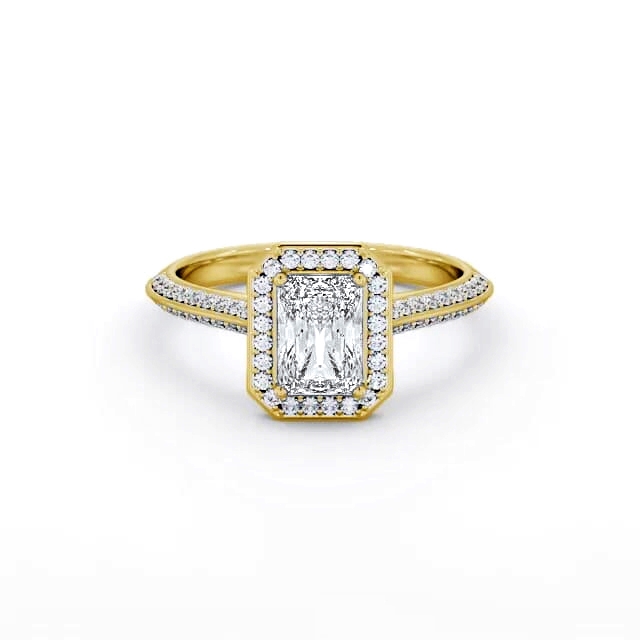 Halo Radiant Diamond Engagement Ring 18K Yellow Gold - Lamar ENRA47_YG_HAND