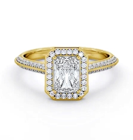 Halo Radiant Diamond with Knife Edge Band Ring 18K Yellow Gold ENRA47_YG_THUMB2 