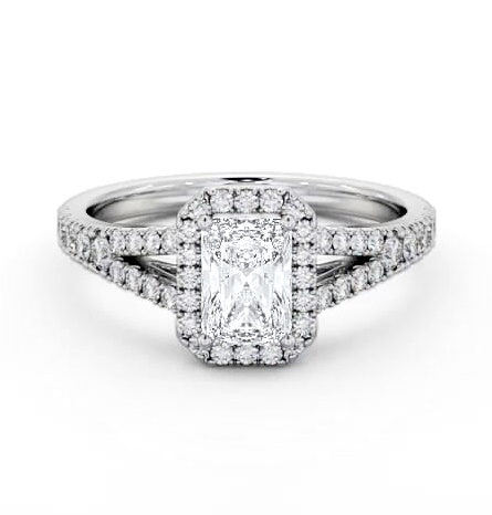 Halo Radiant Diamond Split Band Engagement Ring 18K White Gold ENRA48_WG_THUMB1