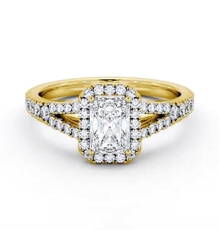 Halo Radiant Diamond Split Band Engagement Ring 18K Yellow Gold ENRA48_YG_THUMB2 