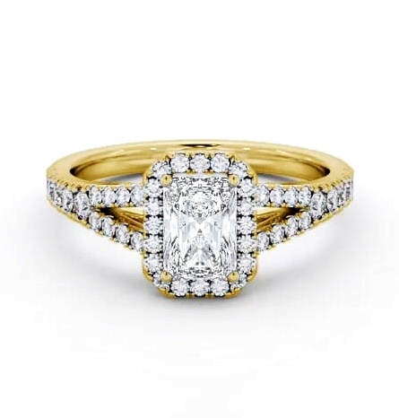 Halo Radiant Diamond Split Band Engagement Ring 18K Yellow Gold ENRA48_YG_THUMB2 