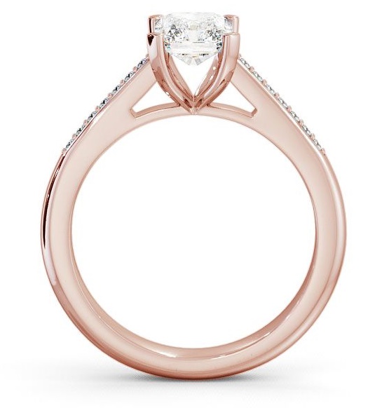 Radiant Diamond 4 Prong Engagement Ring 9K Rose Gold Solitaire with Channel Set Side Stones ENRA4S_RG_THUMB1