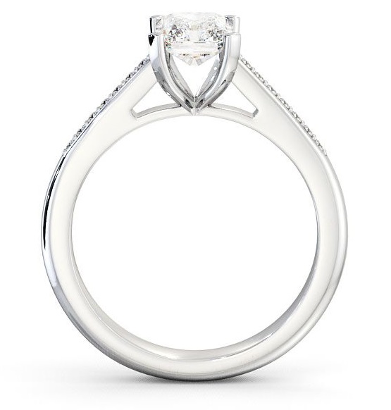 Radiant Diamond 4 Prong Engagement Ring 18K White Gold Solitaire with Channel Set Side Stones ENRA4S_WG_THUMB1