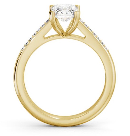 Radiant Diamond 4 Prong Engagement Ring 18K Yellow Gold Solitaire with Channel Set Side Stones ENRA4S_YG_THUMB1