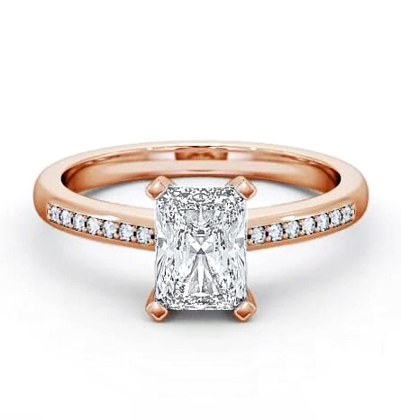 Radiant Diamond Sleek Design Engagement Ring 18K Rose Gold Solitaire ENRA5S_RG_THUMB1