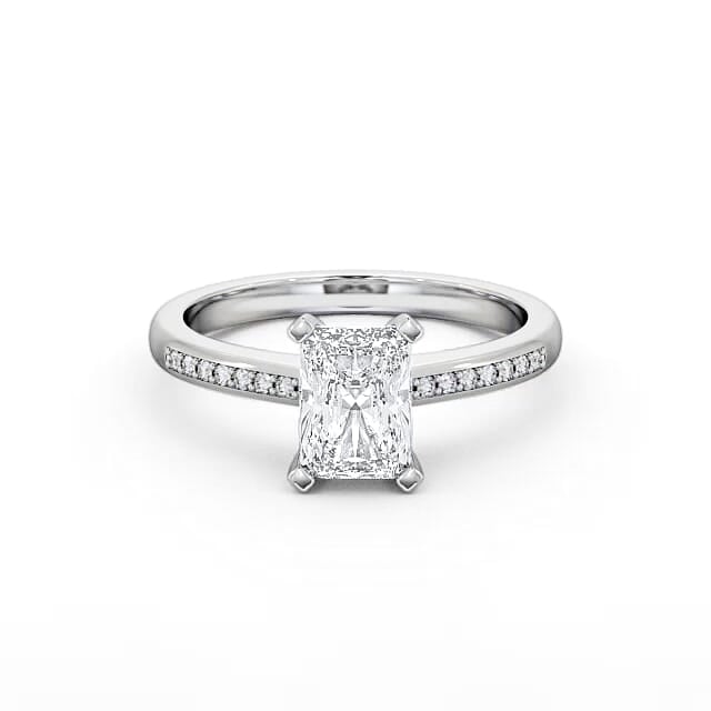 Radiant Diamond Engagement Ring 18K White Gold Solitaire With Side Stones - Chanelle ENRA5S_WG_HAND