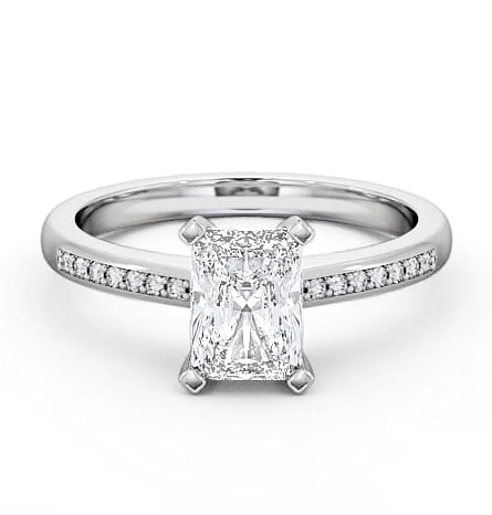 Radiant Diamond Sleek Design Engagement Ring 18K White Gold Solitaire ENRA5S_WG_THUMB2 