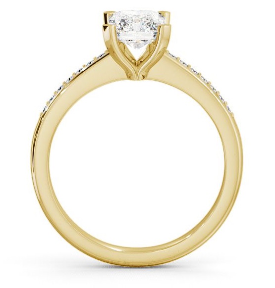 Radiant Diamond Sleek Design Engagement Ring 9K Yellow Gold Solitaire with Channel Set Side Stones ENRA5S_YG_THUMB1