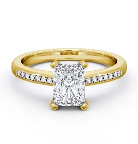 Radiant Diamond Sleek Design Engagement Ring 18K Yellow Gold Solitaire ENRA5S_YG_THUMB1