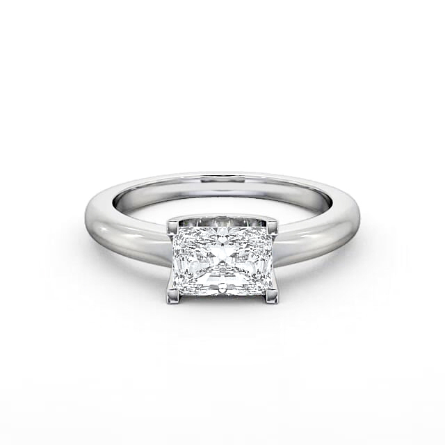 Radiant Diamond Engagement Ring Platinum Solitaire - Brissa ENRA8_WG_HAND