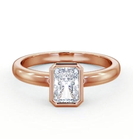 Radiant Diamond Bezel Setting Engagement Ring 18K Rose Gold Solitaire ENRA9_RG_THUMB2 