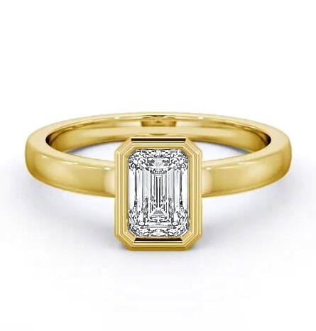 Radiant Diamond Bezel Setting Ring 18K Yellow Gold Solitaire ENRA9_YG_THUMB1