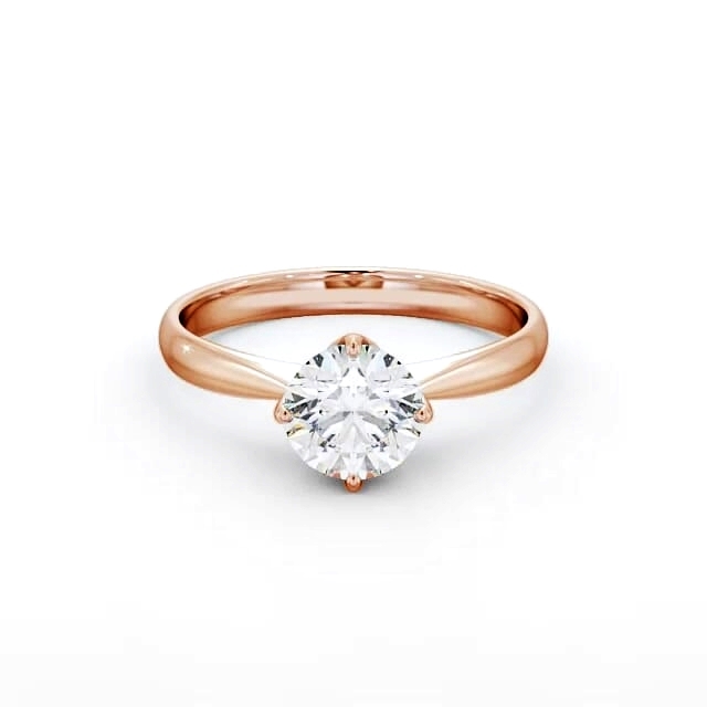Round Diamond Engagement Ring 18K Rose Gold Solitaire - Bernice ENRD100_RG_HAND