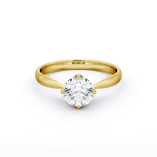 Round Diamond Engagement Ring 9K Yellow Gold Solitaire - Bernice ENRD100_YG_HAND