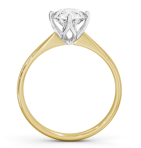 Round Diamond Open Prong Design Ring 18K Yellow and White Gold Solitaire ENRD100_YWG_THUMB1 
