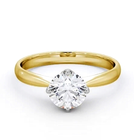 Round Diamond Open Prong Design Ring 18K Yellow and White Gold Solitaire ENRD100_YWG_THUMB1