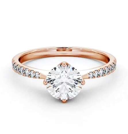 Round Diamond with leaf Shaped Prongs Ring 18K Rose Gold Solitaire ENRD100S_RG_THUMB1