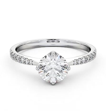 Round Diamond with leaf Shaped Prongs Ring 9K White Gold Solitaire ENRD100S_WG_THUMB2 