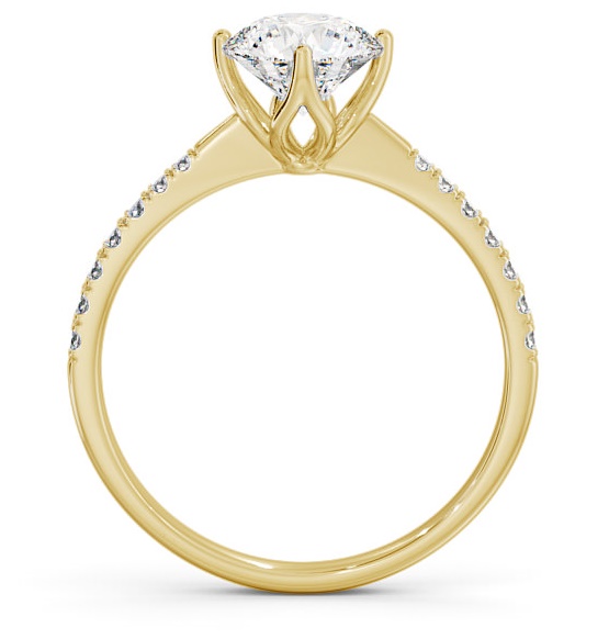Round Diamond with leaf Shaped Prongs Ring 9K Yellow Gold Solitaire ENRD100S_YG_THUMB1 