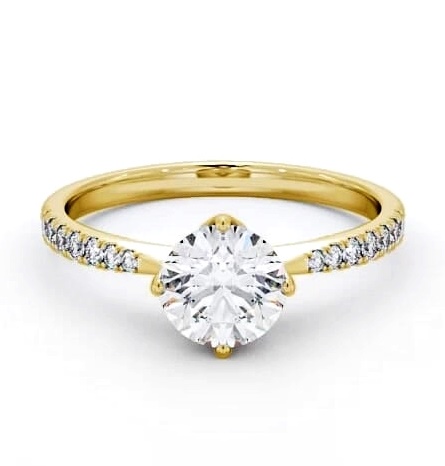 Round Diamond with leaf Shaped Prongs Ring 18K Yellow Gold Solitaire ENRD100S_YG_THUMB1