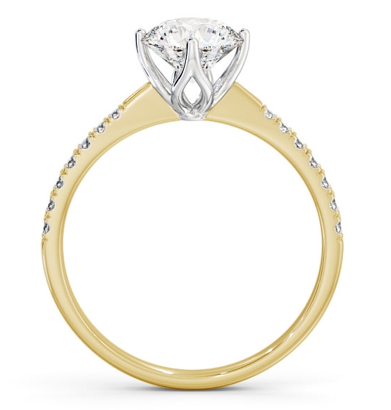Round Diamond with leaf Shaped Prongs Ring 18K Yellow and White Gold Solitaire ENRD100S_YWG_THUMB1 
