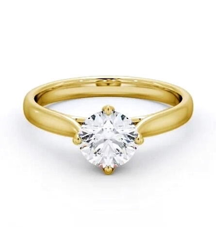 Round Diamond High Setting Engagement Ring 18K Yellow Gold Solitaire ENRD101_YG_THUMB1