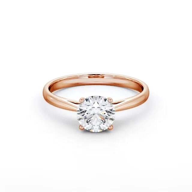 Round Diamond Engagement Ring 9K Rose Gold Solitaire - Aubry ENRD102_RG_HAND