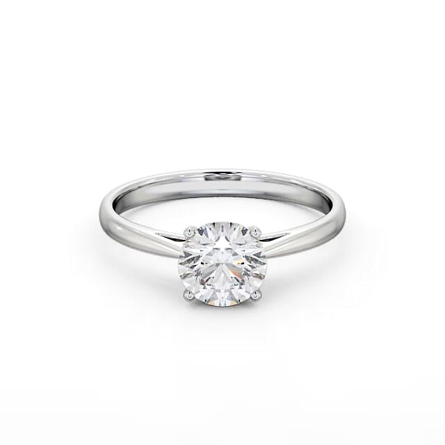 Round Diamond Engagement Ring Palladium Solitaire - Aubry ENRD102_WG_HAND