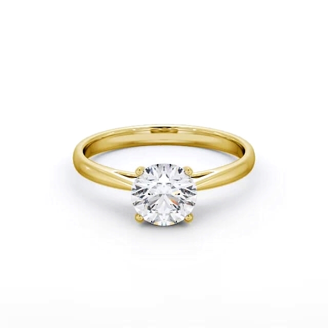 Round Diamond Engagement Ring 9K Yellow Gold Solitaire - Aubry ENRD102_YG_HAND