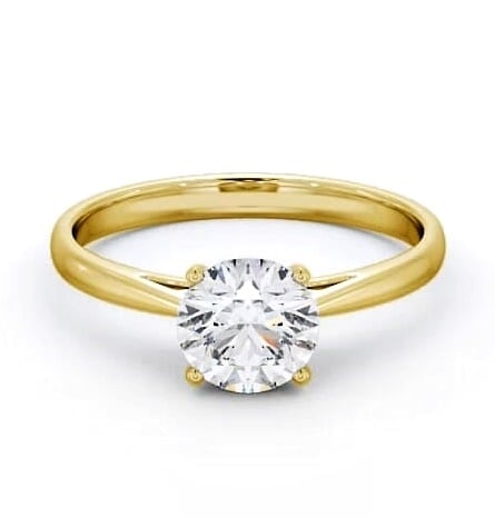 Round Diamond Cathedral Setting Ring 9K Yellow Gold Solitaire ENRD102_YG_THUMB1