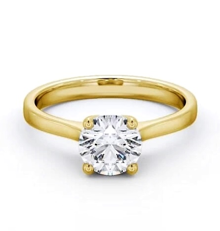 Round Diamond 4 Prong Engagement Ring 18K Yellow Gold Solitaire ENRD103_YG_THUMB1