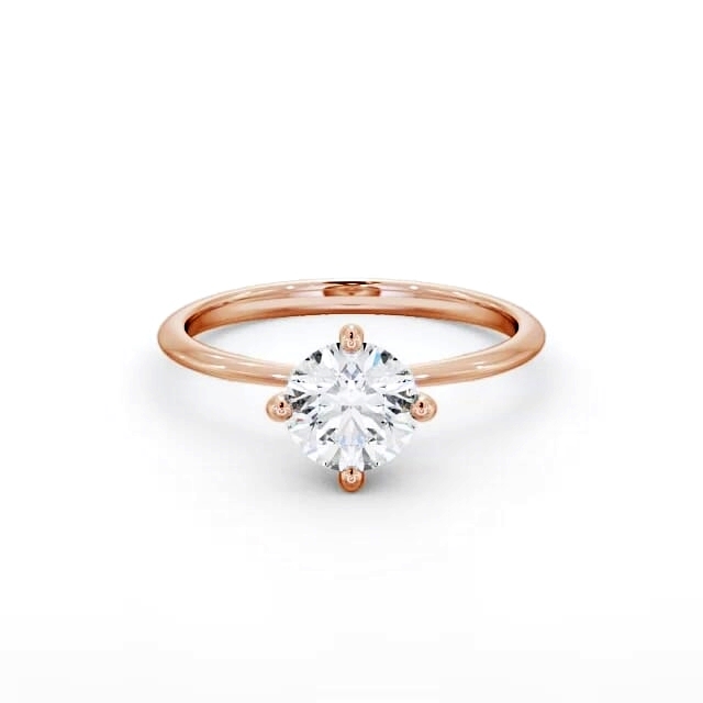 Round Diamond Engagement Ring 18K Rose Gold Solitaire - Antonella ENRD104_RG_HAND