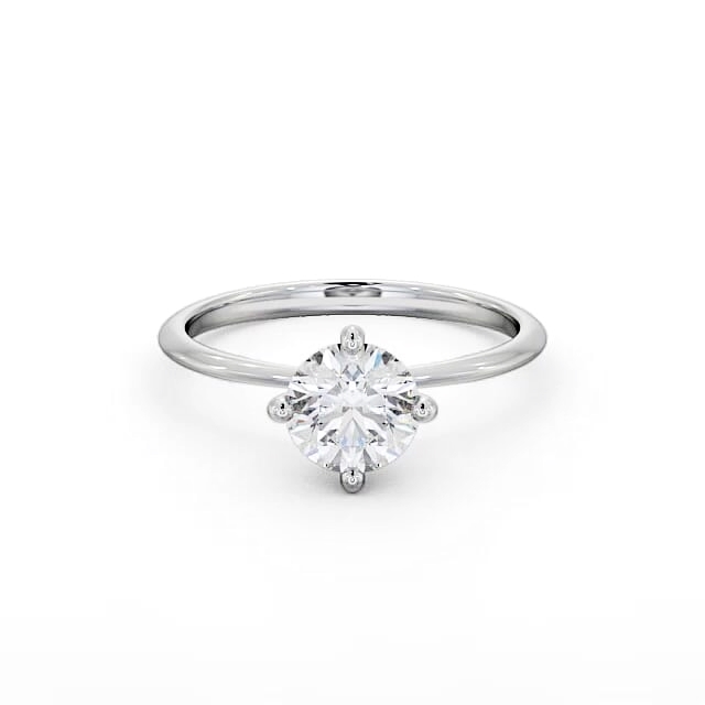 Round Diamond Engagement Ring Palladium Solitaire - Antonella ENRD104_WG_HAND
