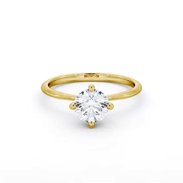 Round Diamond Engagement Ring 18K Yellow Gold Solitaire - Antonella ENRD104_YG_HAND