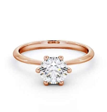 Round Diamond 6 Prong Dainty Engagement Ring 9K Rose Gold Solitaire ENRD105_RG_THUMB1
